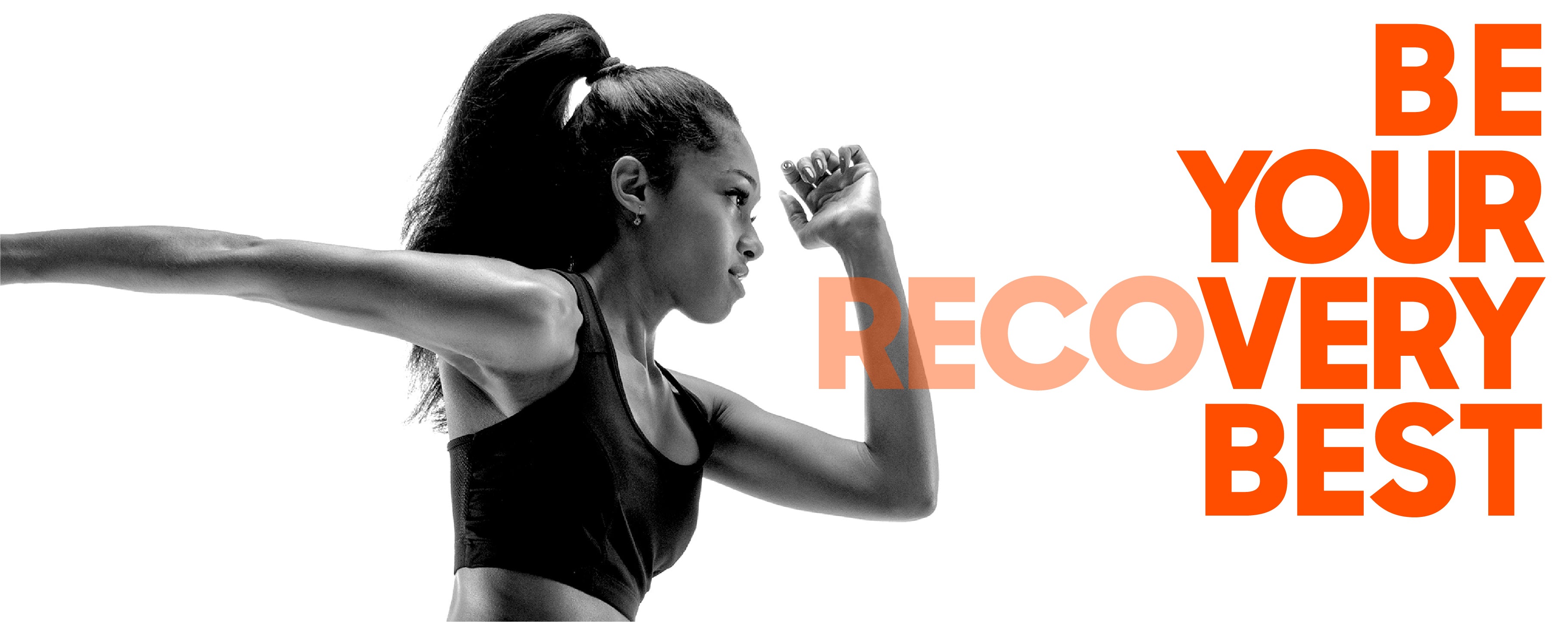 Be your recovery best, an grayscale athlete running toward health